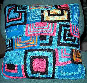 Patchwork-Kissen in Blau-T&ouml;nen